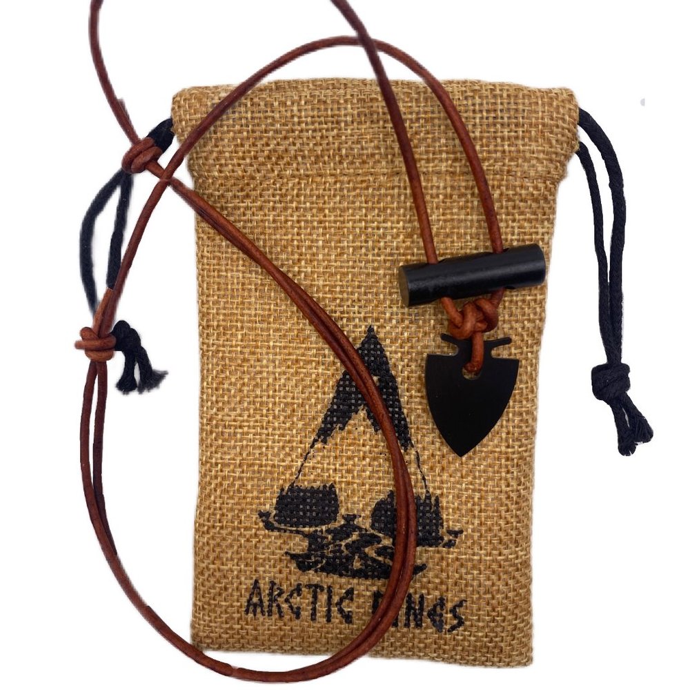 Arrowhead Fire Starter Necklace with RUSTIC Cord, Bushcraft Survival Necklace